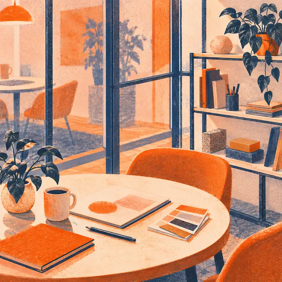 Illustration of consulting businesses equipment and workspace