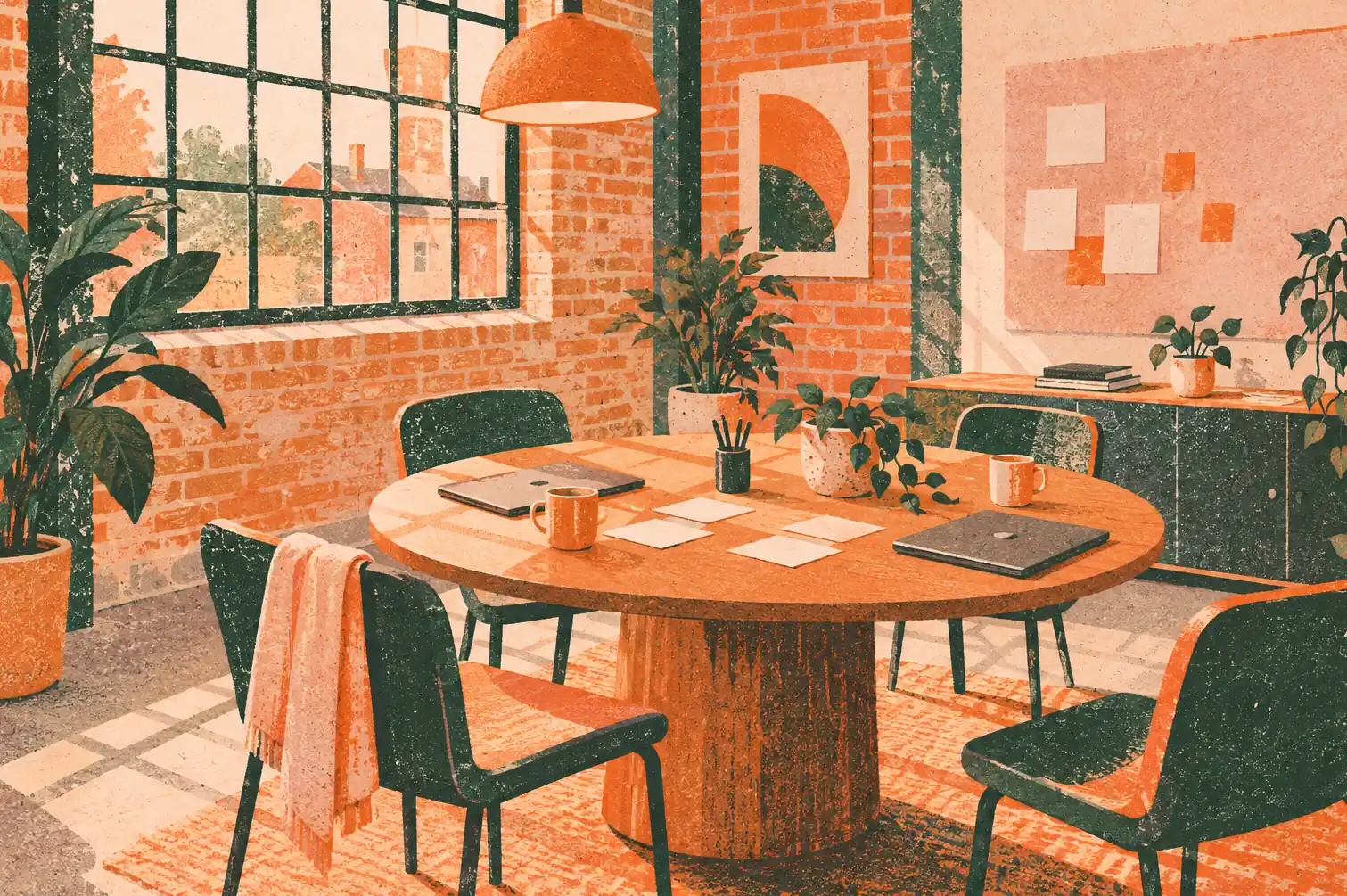 Illustration of consulting businesses and their working space