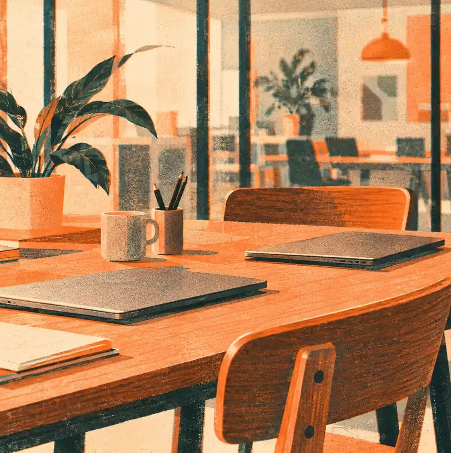 Illustration of consulting businesses equipment and workspace